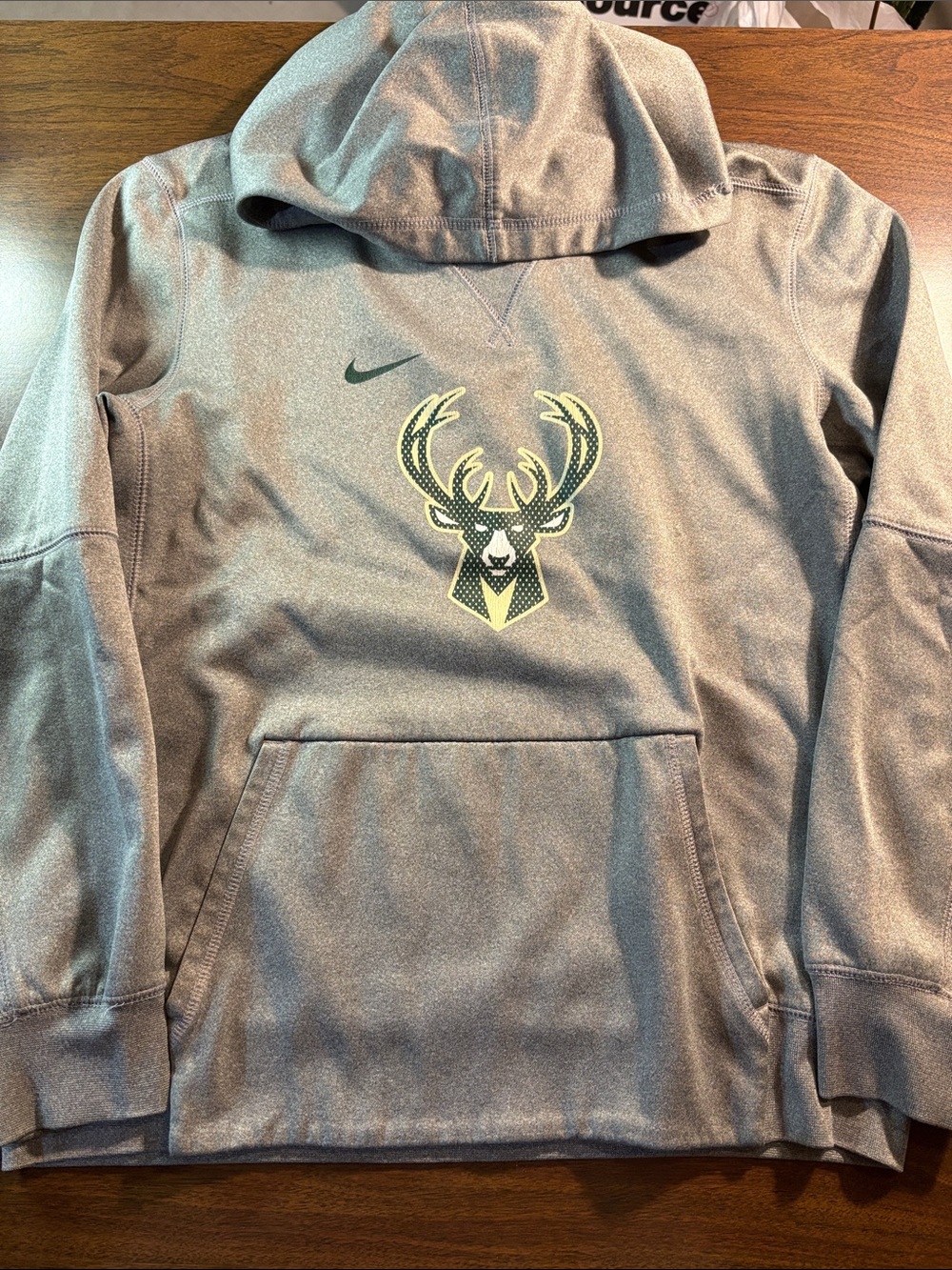 Nike Youth Gray Hoodie with Milwaukee Bucks Logo